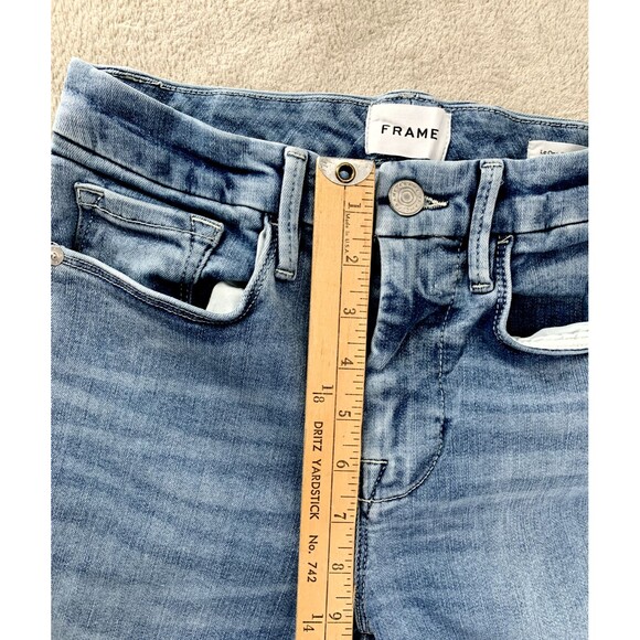 FRAME Le One Crop Mini Bootcut Jeans Light Wash High Rise Stretch Denim Size 1 - Picture 6 of 11